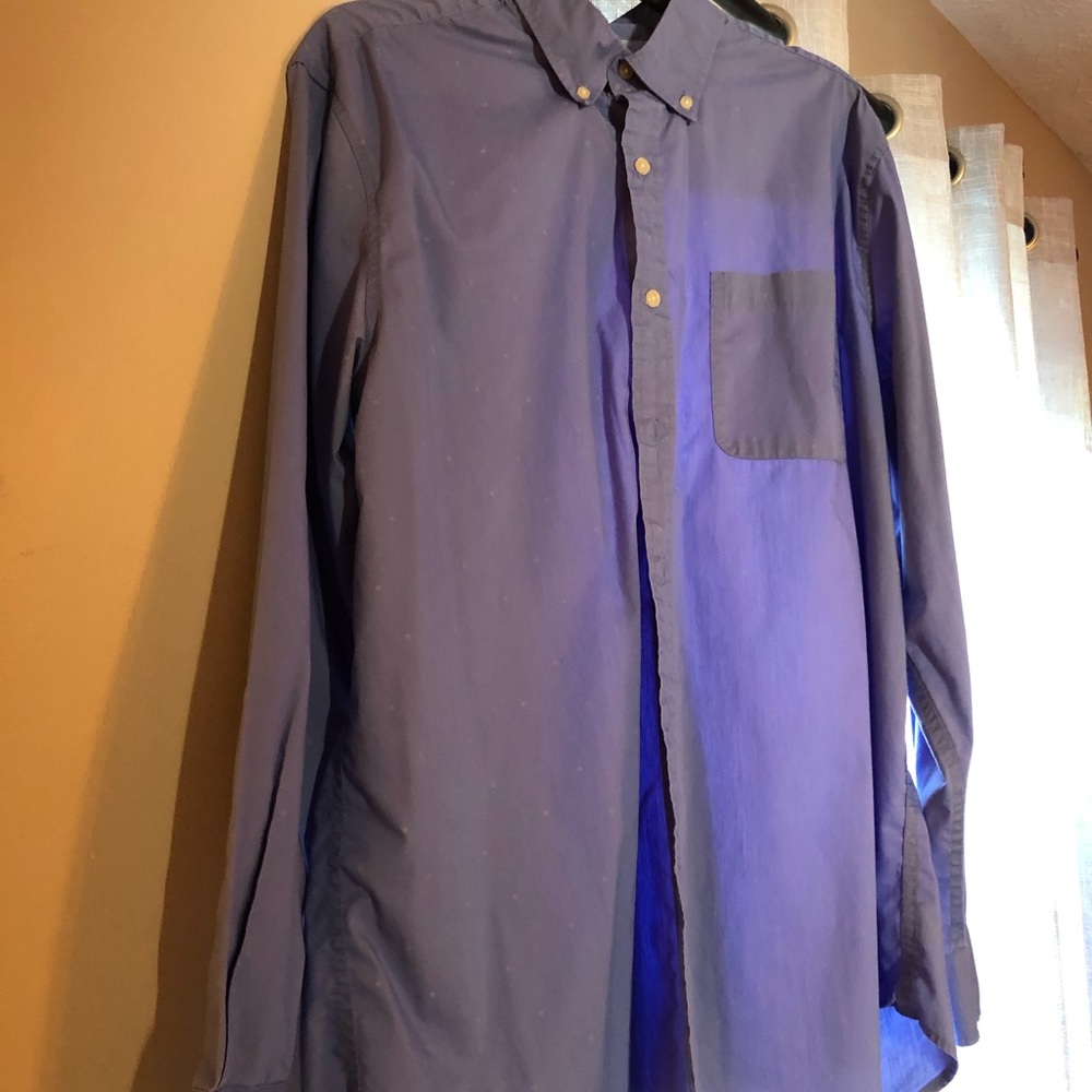Blue w/ White Dot Details Oxford Long Sleeve Shirt